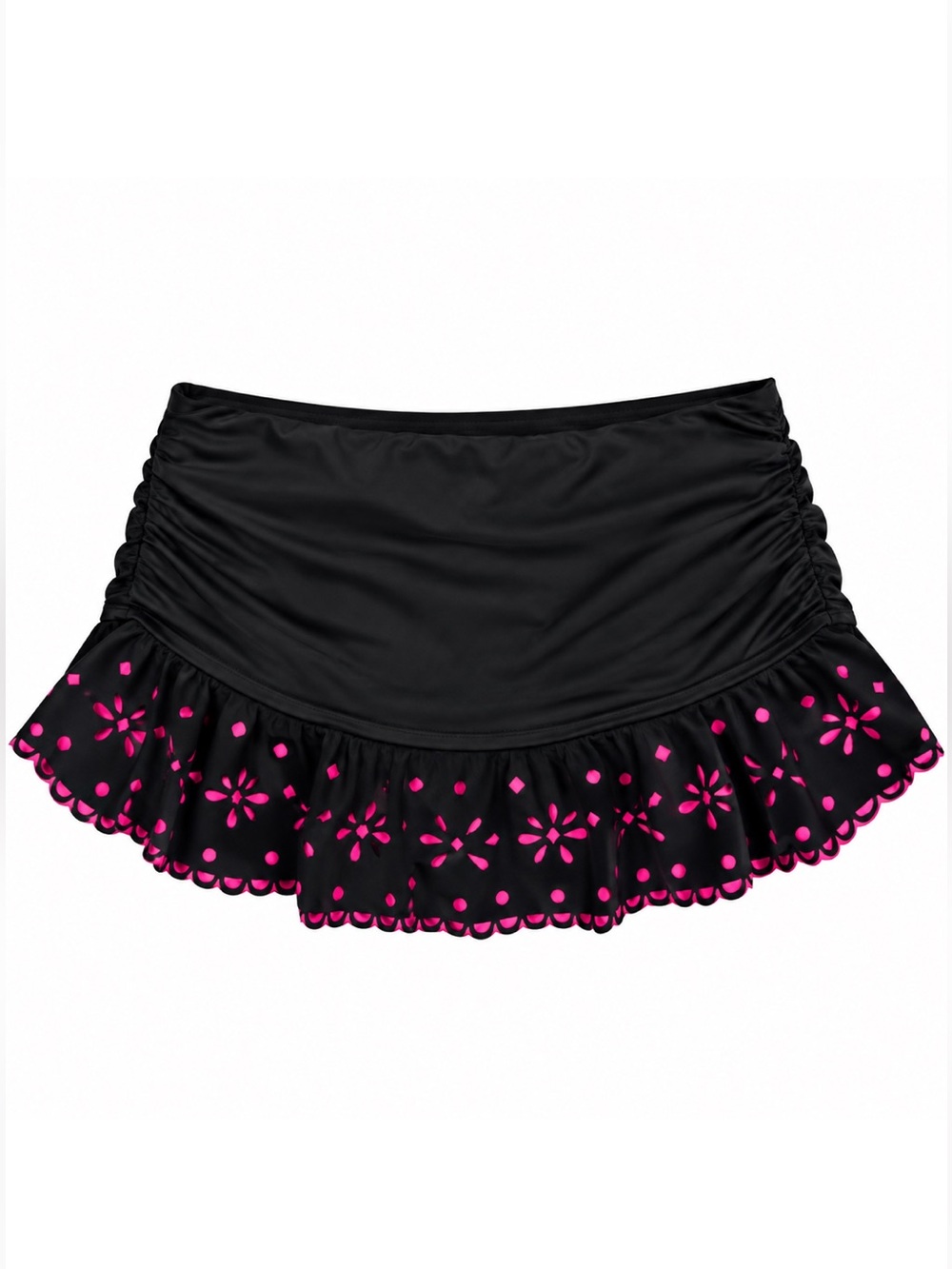 Gottex Black Ruffled Skirted Swim Bottom w/Pink Cutout Detail
